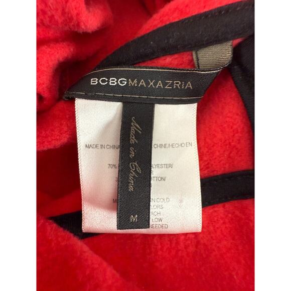 BCBGMaxazria Womens Size M Rhinestone Hooded Full Zip Sweater Red Long Sleeve - Picture 7 of 9